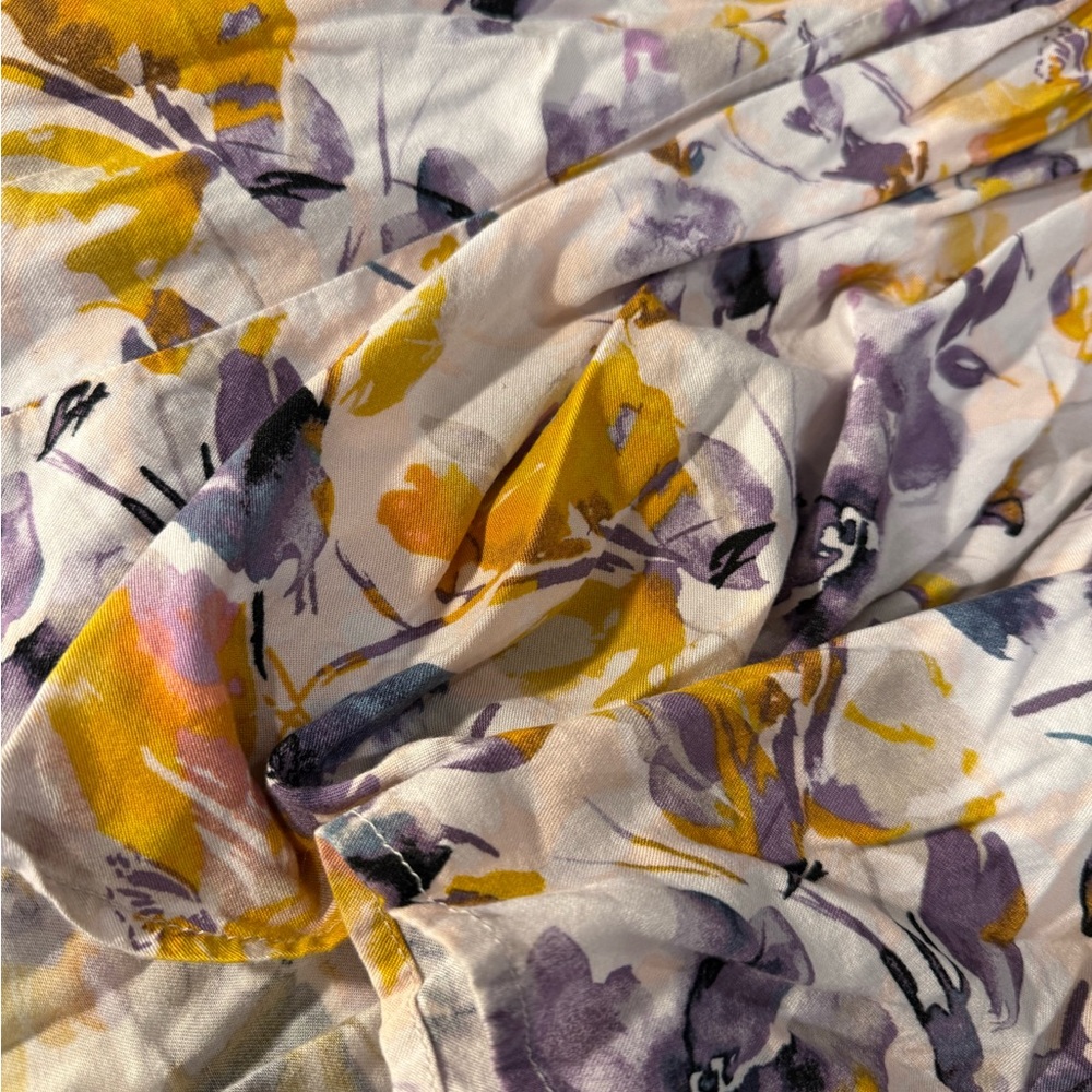 Floral Print Fabric in Yellow and Purple